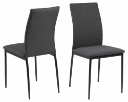 AC Design Furniture Devin Esszimmerstühle 4er Set, H: 92 x B: 43,5 x T: 53 cm, Grau/Schwarz, Stoff/Metall