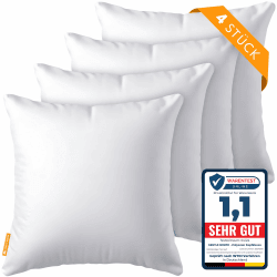 Gentle North Kopfkissen (40x40 cm groß) - 4er Set Kissen für Bett und als Dekokissen - Mit Reißverschluss für Füllung - Sofakissen - Zierkissen für Couch und Sofa - Ökotex - Waschbar bis 60° - Weiß 4 St. | 40 X 40cm
