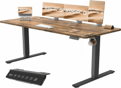 JUMMICO Höhenverstellbarer Schreibtisch Höhenverstellbar Elektrisch, Ergonomischer Steh-Sitz Tisch Stehpult Verstellbarer Computertisch,Stehschreibtisch Bürotisch Standing Desk,160 x 70 cm, Braun Braun 70 x 160 cm