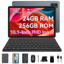 BESTTAB A20 Tablet mit Tastatur, Gaming Tablet 10 Zoll, Android 14 Tablet Octa-core, 24GB RAM + 256GB ROM(2TB TF), 5G WiFi Tablet Pc,1920x1200 FHD+IPS, 8MP+5MP Kamera 5000mAh Typ-C/GPS/BT5.0/OTG
