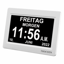 TROCOTN Demenz Uhr Senioren Digitale Uhr Tagesuhr Großes Display Wecker Wanduhr (Weiß, 7 Zoll) 7 Zoll Weiß