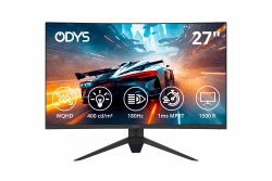ODYS Q27 PRO-X - Curved Gaming Monitor 27 Zoll (69 cm), 180 Hz, WQHD (2.560x1.440 px), 1 ms Reaktionszeit (MPRT), HDR, 1500R, FreeSync/G-Sync kompatibel, Eye Care, HDMI, Display Port, 3,5mm Audio 27 Zoll - Curved WQHD - 180 Hz