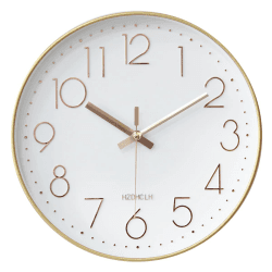 HZDHCLH 30cm geräuschlosem funkuhr wanduhr, digital Gross,für Wohnzimmer, Küche Rosegold Weiß