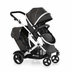 hauck Duett 2 Geschwisterwagen inkl. Regenschutz für Kinder bis je 15 kg, Hauptsitz umbaubar zur Babywanne ab Geburt mit Liegeposition, Zweitsitz Abnehmbar, Höhenverstellbar (Black Forest) Duett 2 Kinderwagen