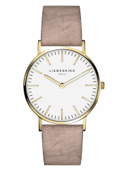 Liebeskind Damen Analog Quarz Uhr mit Lederarmband Rosa-gold Single