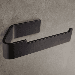 Designfabrik Hamburg Toilettenpapierhalter ohne Bohren | Klopapierhalter zum Kleben | Klorollenhalter Bad | WC Rollenhalter selbstklebend | Modernes Design Matt Schwarz Ohne Ablage Matt Schwarz