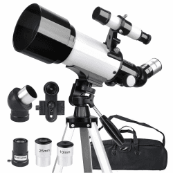 Misilmp Teleskop Erwachsene, inkl. Linsen, Handyhalterung, Tragetasche, 70mm Aperture 400mm Refraktor Teleskope für Anfänger & Kinder, Tragbares Stativ Astronomie Erwachsene Fernrohr Telescope (Weiß) 40070 Weiß