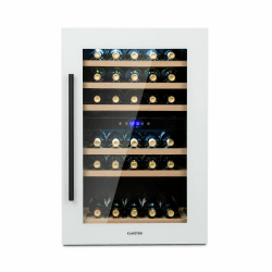 Klarstein Weinkühlschrank 2 Zonen, 132L Getränkekühlschrank, Kleiner Einbau-Weinschrank Schmal, Wein-Kühlschrank mit Glastür, Outdoor Flaschenkühlschrank, Wine Fridge 5-22°C, 41 Flaschen Weiß 132L / 41 Weinflaschen