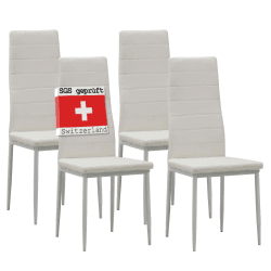Albatros Esszimmerstühle 4er Set MILANO, Weiß - Edles Italienisches Design, Kunstleder-Bezug, bequemer Polsterstuhl - SGS geprüft - Moderner Küchenstuhl, Stuhl Esszimmer Weiß 4 Stühle