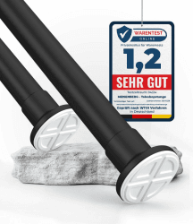 MEISENBERG Gardinenstange ohne Bohren 360-410cm, Ø32mm Matt Schwarz Multifunktionale Vorhangstange zum Einklemmen - Ausziehbare Teleskopstange, Klemmstange für ihre Garderobe und Dusche 360 x 410 cm Matt Schwarz