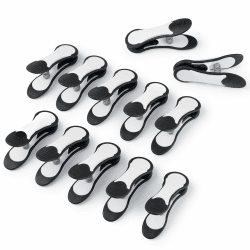 culiclean Wäscheklammern stabil ohne Abdruck groß Maxi Clips 12 Stück schwarz weiß innen schwarz für schwere Stücke starken Wind und vieles mehr robuste Kunststoff Kluppen Soft Grip 12 Stück 1 2 Stück Schwarz-weiss