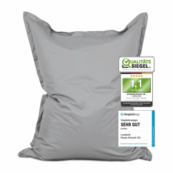 Lumaland Riesen-Sitzsack XXL 140x180 cm | Wasserfestes Indoor & Outdoor Liegekissen mit über 3 Mio. anpassungsfähigen EPS-Perlen | Bean Bag mit waschbarem Bezug [Silbergrau] Indoor & Outdoor XXL Grau (Silbergrau)