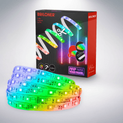 BRILONER - Pimp your Panel LED Strip Erweiterungsset, RGB bunte Lichtfarben, Fernbedienung, LED Streifen, LED Leiste, Zimmer Deko, LED Band, Zubehör Akustikpaneele, Lichtleiste, 2,6m, Weiß Erweiterung-Set RGB Weiß