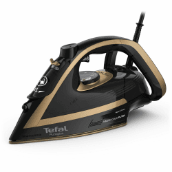Tefal FV8064 Puregliss Dampfbügeleisen | 3000 Watt | 280 g/Min. Dampfstoß | 0-50 g/Min. variabler Dampf | Vertikaldampf | Durilium AirGlide Autoclean Bügelsohle | Micro-Calc-Filter | Schwarz/Gold Schwarz / Gold