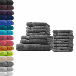 1x Badetuch + 2X Duschtuch + 4X Handtuch + 8X Gästetuch | Anthrazit | 100% Baumwolle Frottier | Oeko-TEX® Standard 100 | Premium Qualität 500 g/m² XXL SET | 15 tlg. Anthrazit