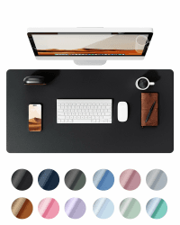 YSAGi Schreibtischunterlage 80x40cm, Premium Leder Mauspad XXL, Rutschfeste Tischunterlage Schreibunterlage, Multifunktionales Office Mousepad Schreibtisch Zubehör für Büro & Homeoffice (Schwarz) Schwarz 80*40cm