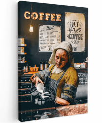 MuchoWow© Bilder Klein 20x30 cm Mini Wohnzimmer Deko Modern Wandbild Foto auf Leinwand Bild Schlafzimmer Room Decor Geschenke Milchmädchen - Barista - Kaffee Milchmädchen 30L x 20B cm