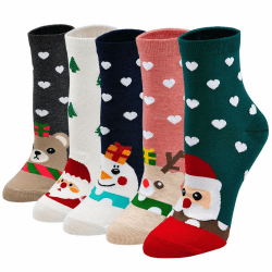 ZFSOCK Damen Bunte Socken Lustige Socken mit Motiv Karikatur Tier Witzige Niedlich Katze Hund Coole Socken Baumwolle Weihnachten Geschenkideen für Frauen Mädchen 35-42 7.weihnachten