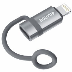 BOUTOP 2023 [Apple MFi Zertifiziert] 36W USB C auf Lightning Adapter für Schnelles Laden Kompatibel mit iPhone, iPad, iPod - [1 Stück, Hellgrau]
