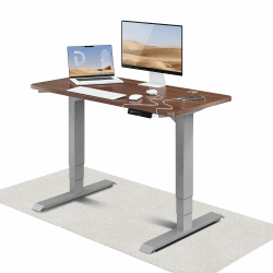 Desktronic Höhenverstellbarer Schreibtisch (120x60cm) - Schreibtisch Höhenverstellbar Elektrisch mit Flüsterleisem Dual-Motor & Touchscreen - Hohe Tragfähigkeit - Stehtisch HomePro Grau + Nussbaum 120 x 60 cm