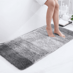 Homaxy Weich Badezimmerteppich 60x120 cm, rutschfest waschbar Badematte Flauschige Hochflor Badteppich Mikrofaser Saugfähig Badvorleger Duschvorleger (Grau) 60x120 cm Grau