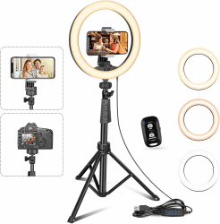 UBeesize ringlicht mit stativ,12 Zoll Selfie Ringlicht mit 62 Zoll Stativ Ständer für Live Stream/Makeup/YouTube Video/Fotografie Warmes Licht