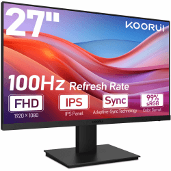KOORUI PC Monitor 27 Zoll, Gaming Bildschirm 100Hz Full HD(1920 x 1080) mit integrierten Lautsprechern, HDMI, IPS Display, Neigungsverstellbar, Augenpflege, VESA-Wandmontage 27 Zoll 100Hz FHD