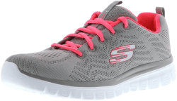 Skechers Damen Graceful Get Connected Sneakers 40 EU Gray Mesh Coral Trim