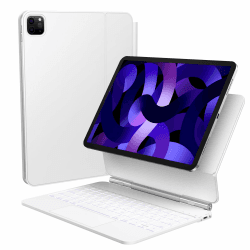 TECURS iPad Air 5/4(2022/2020) Hülle mit Tastatur, Magic Keyboard für ipad pro 11(4. /3. /2. /1. Gen) mit Trackpad, Magnetische Freischwebende Design, QWERTZ, Weiß Deutsches Tastatur Weiß(QWERTZ)