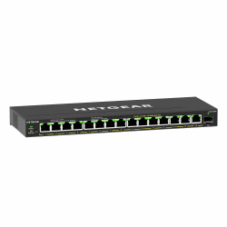 NETGEAR GS316EPP Switch 16 Port Gigabit Ethernet LAN PoE Switch Plus (mit 15x PoE+ 231W & 1x SFP, Managed Netzwerk Switch mit IGMP Snooping, QoS, VLAN, lüfterlos), schwarz Managed POE+ 231W 16-Port