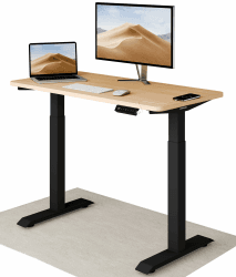 Desktronic Höhenverstellbarer Schreibtisch 120x60 cm - Stabiler Schreibtisch Höhenverstellbar Elektrisch - Standing Desk mit Touchscreen und Integrierten Ladesteckern Schwarz + Eiche 120 x 60 cm