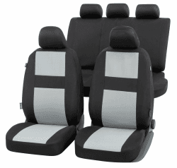 Walser Auto-Sitzbezug Glasgow Komplettset, Universal PKW-Sitzbezüge 4-teilig, Auto-Schonbezüge, 2 Vordersitzbezüge, 1 Rücksitzbezug schwarz-grau