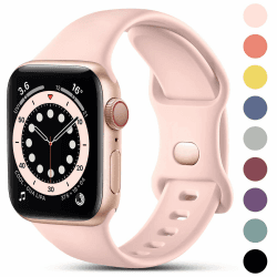 CeMiKa Kompatibel mit Apple Watch Armband 38mm 40mm 41mm 42mm, Ersatz Silikon Sport Armbänder Kompatibel mit iWatch Armband Series 10 9 8 7 6 5 4 3 2 1 SE, Damen Herren, Rosa Rosa 38mm/40mm/41mm-S/M