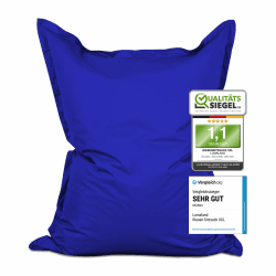 Lumaland Riesen-Sitzsack XXL 140x180 cm | Wasserfestes Indoor & Outdoor Liegekissen mit über 3 Mio. anpassungsfähigen EPS-Perlen | Bean Bag mit waschbarem Bezug [Royalblau] Indoor & Outdoor XXL Blau (Royalblau)