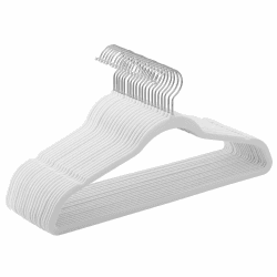 SONGMICS Kleiderbügel Samt, 20er Set, Bügel, Jackenbügel, 41,5 cm breit, Anzugbügel, dünn, gut belastbar, um 360° drehbarer Haken, für Mäntel, Hemden und Anzüge, weiß CRF026W20 Weiß 20stück-41.5cm