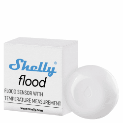 Shelly Flood | Kabelloser Flutsensor mit Temperaturmessung | Hausautomation | Tropf- und Leckalarm Fußbodenheizungssteuerung Kompaktes Design leicht zu bedienen Batterielebensdauer bis zu 18 Monaten Single