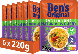 BEN'S ORIGINAL Express Reis, Schnell und Einfach, Naturreis Curry, 6 x 220g, 6 Packungen Naturreis Curry 220 g (6er Pack)