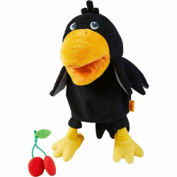 HABA 304203 - Handpuppe Rabe Theo, der freche Rabe aus dem HABA Spieleklassiker Obstgarten als kuschelige Handpuppe, Spielzeug ab 18 Monaten Single