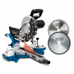 Scheppach HM254 Kappzugsäge mit Softstart & Laser - 2000W Leistung |Ø 255mm Sägeblatt | Schnittbreite/höhe: 340mm x 90mm | inkl. 2. Sägeblatt (HM254) Single