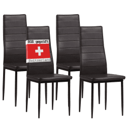 ALBATROS Esszimmerstühle 4er Set Milano, Braun - Edles Italienisches Design, Kunstleder-Bezug, bequemer Polsterstuhl - SGS geprüft - Moderner Küchenstuhl, Stuhl Esszimmer Braun 4 Stühle