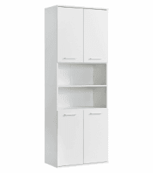 mokebo® Bad Hochschrank in Weiß 'Der Kapitän', Badezimmerschrank breit oder Badschrank, auch als Badezimmerhochschrank & Badregal Badezimmer aus Holz in 180x65x64 (HxBxT in cm) Matt Weiß Bad-Hochschrank breit