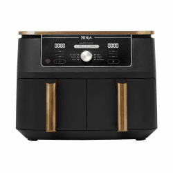 Ninja Foodi MAX Dual Zone Heißluftfritteuse, 9,5L Airfryer, 2 Fächer, mit Zange, Antihaftbeschichtung, spülmaschinenfeste Körbe, 6-in-1, Amazon Exklusiv, Kupfer/Schwarz, AF400EUCP Dual Zone 9.5L Kupfer/Schwarz