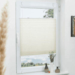 Plissee Klemmfix ohne Bohren Beige 45x80cm(BxH) Plissees lichtdurchlässig Blickdicht Jalousien ohne Bohren Fensterrollo Klemmrollos Sonnenschutz Sichtschutz Faltrollo Easyfix Rollos für Fenster Beige B45 x H80 cm
