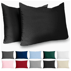 Dreamzie Kissenbezug 50x70 Renforcé Baumwolle (2er-Set) - Schwarz - Dicht gewebt mit 57 Fäden/cm² - Kissenbezug 70x50 cm - Oeko Tex Zertifiziert Schwarz 50 x 70 cm