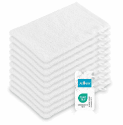 ZOLLNER 10er Set Waschhandschuhe in 16x21 cm - saugstarke und Flauschige Waschlappen aus Baumwolle - waschbar bis 95°C - mit praktischem Aufhänger - in weiß - Hotelqualität 10x Waschlappen Weiß