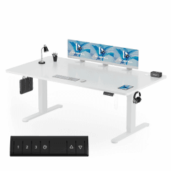 Homall Höhenverstellbarer Schreibtisch 200x80 cm, Schreibtisch Höhenverstellbar, Elektrischer Schreibtisch mit Vierteilige Tischplatte, Computertisch mit Memory Funktion,Standing Desk 200_x_80_cm Weiß