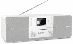 TechniSat DIGITRADIO 371 CD BT - Stereo Digitalradio (DAB+, UKW, CD-Player, Bluetooth, Farbdisplay, USB, AUX, Kopfhöreranschluss, Kompaktanlage, Wecker, 10 Watt, Fernbedienung), Weiß/Silber DAB+, CD-Player Weiß