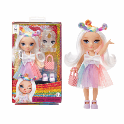 Rainbow High Littles - Opal Raine - Kleine, Bewegliche Modepuppe - Regenbogenfarbene 14 cm Große Puppe mit Handtasche und Magischem Einhorn - für Kinder und Sammler