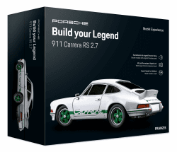 FRANZIS 67217 - Porsche Carrera RS - Build Your Legend - detailgetreuer Modellbausatz inkl. Soundmodul, LED-Beleuchtung, 72-seitigem Begleitbuch, Weiß