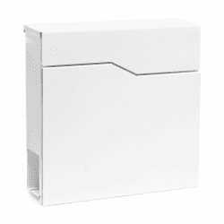 Wiltec Designer Briefkasten V19 weiß 370 x 105 x 370 mm, Wandbriefkasten mit Schloss und Zeitungsrolle, Postkasten aus pulverbeschichtetem Stahl Weiß V19